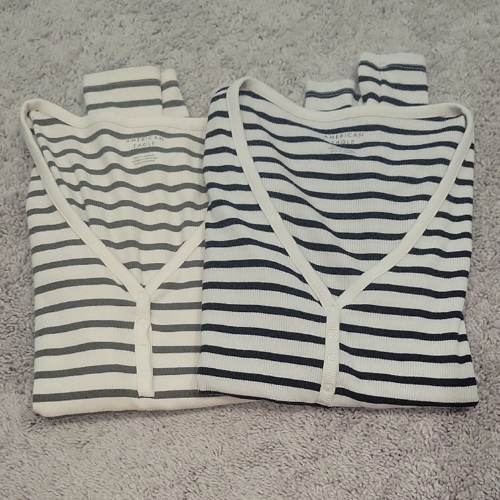 American Eagle Outfitters Long Sleeve Striped Henley's